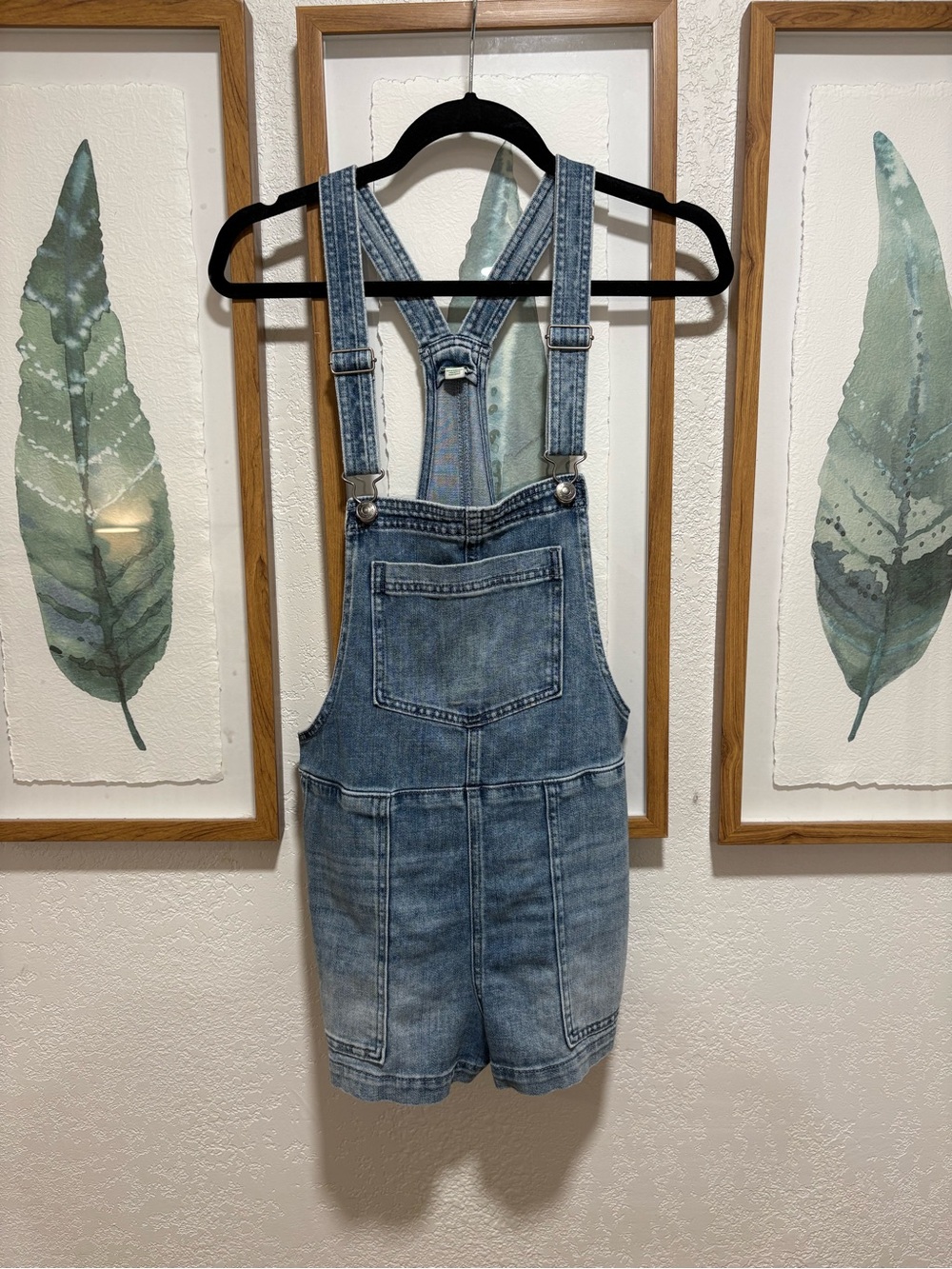 Denim overall shorts